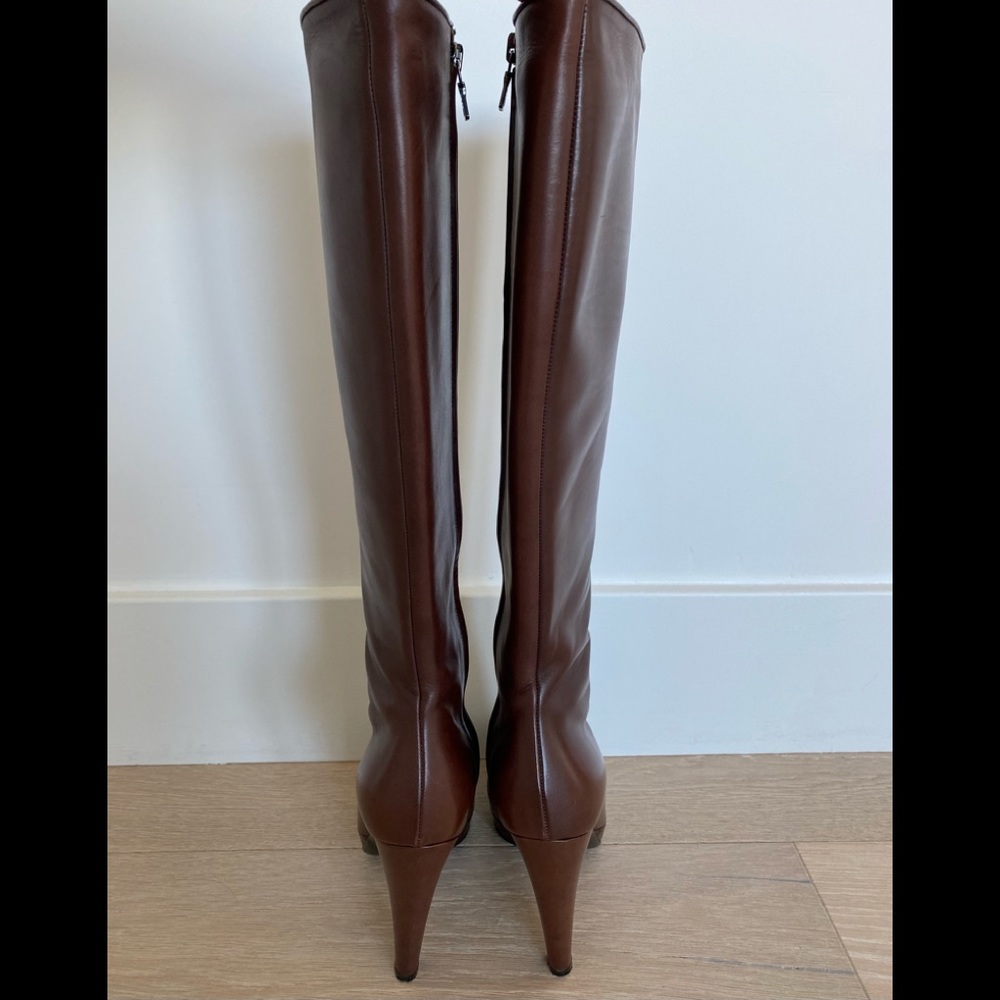 PRADA Calzature Donna Knee High Brown Boots 5.5 - Picture 3 of 7